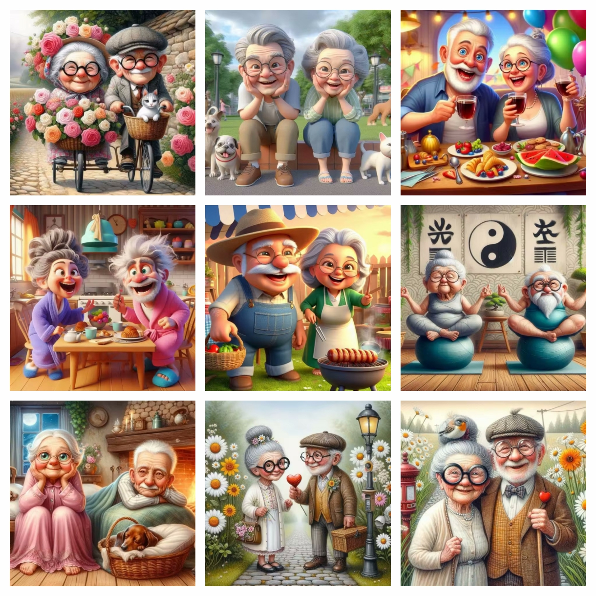 Embroidery Kit - Cartoon Happy Old Couple 5D Full