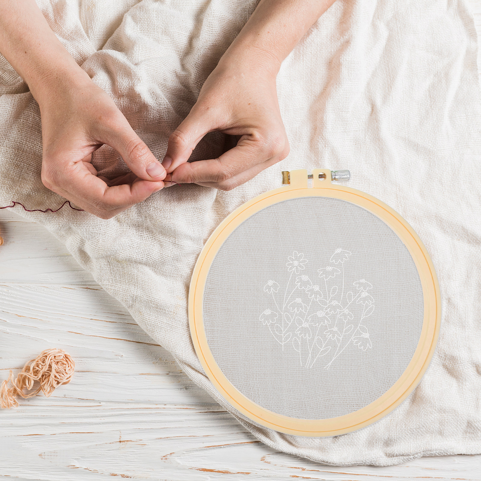 Embroidery Hoop Stand - 6Pcs ABS Round Embroidery Hoop Frame