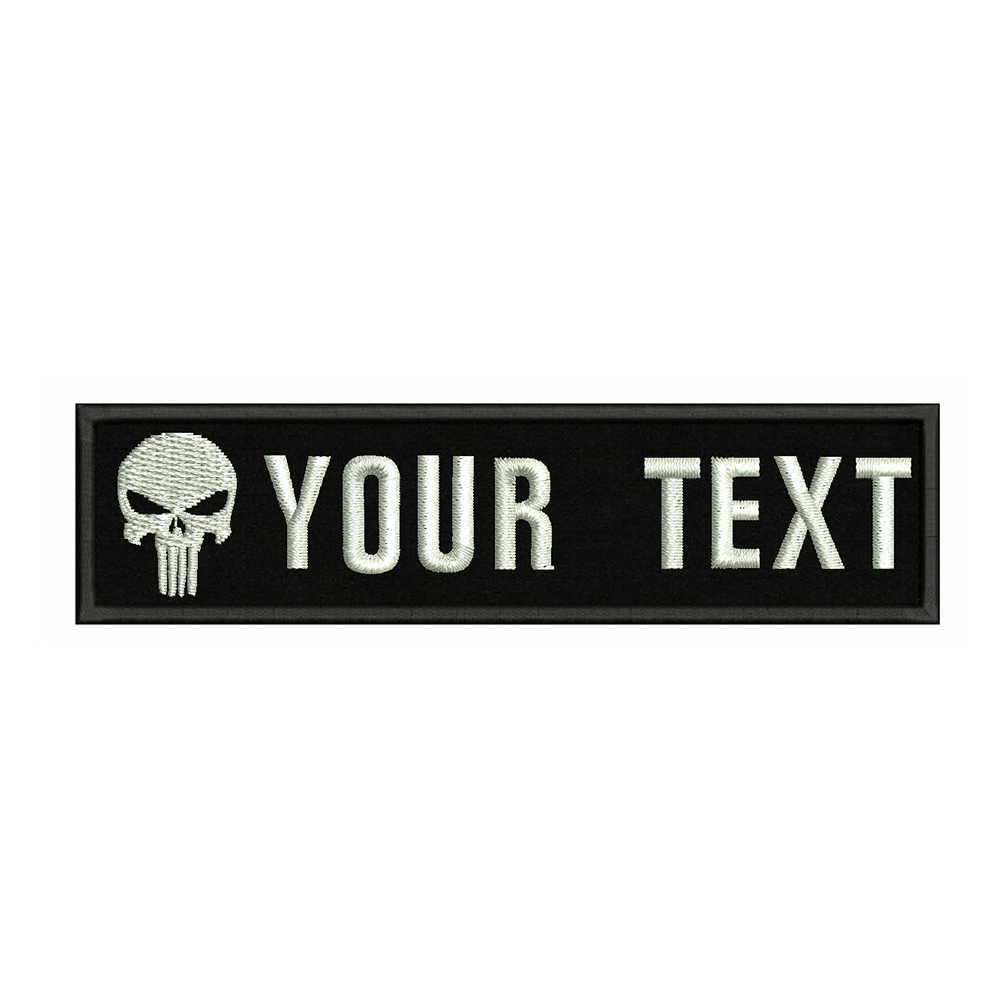 Embroidery Quote - Skull Logo 10X2.5cm Embroidery Custom Name