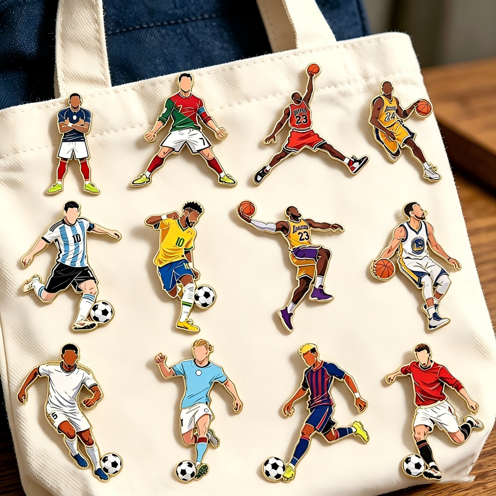 Embroidery Outfit - 4/12pcs Sports Star Enamel Pins Set,