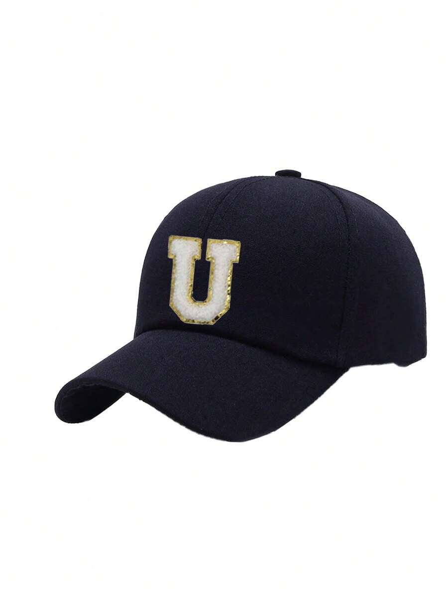 Embroidery Letter - Adult Blue Baseball Cap With White
