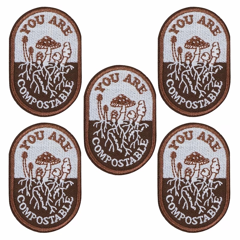 Embroidery Quote - 5 Vintage Mushroom Embroidery Iron-On Patches