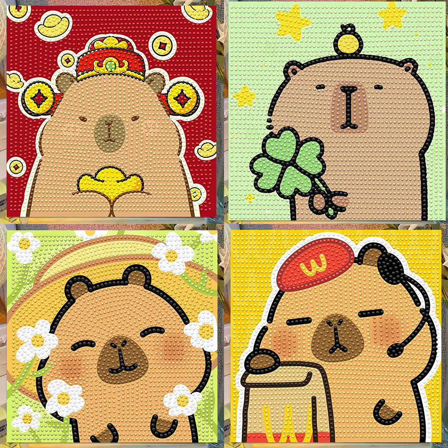 Embroidery Kit - Cartoon Capibala Crystal Diamond Decorative Painting
