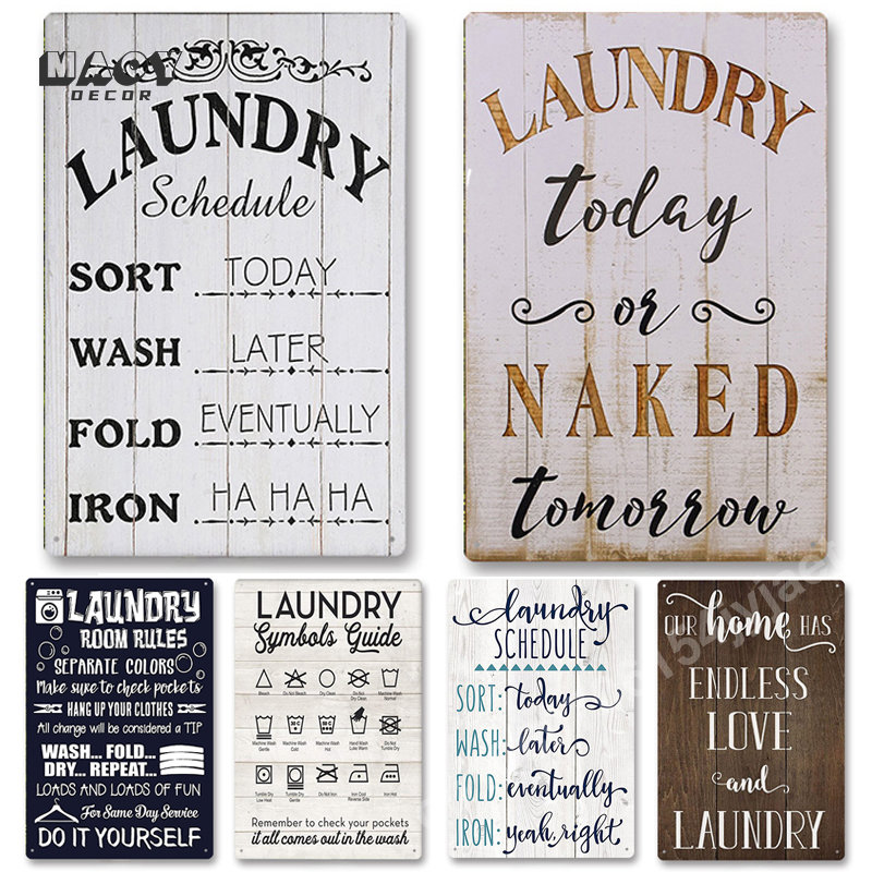 Slogan Metal Tin Sign Laundry  - Embroidery Water ulasan dan harga