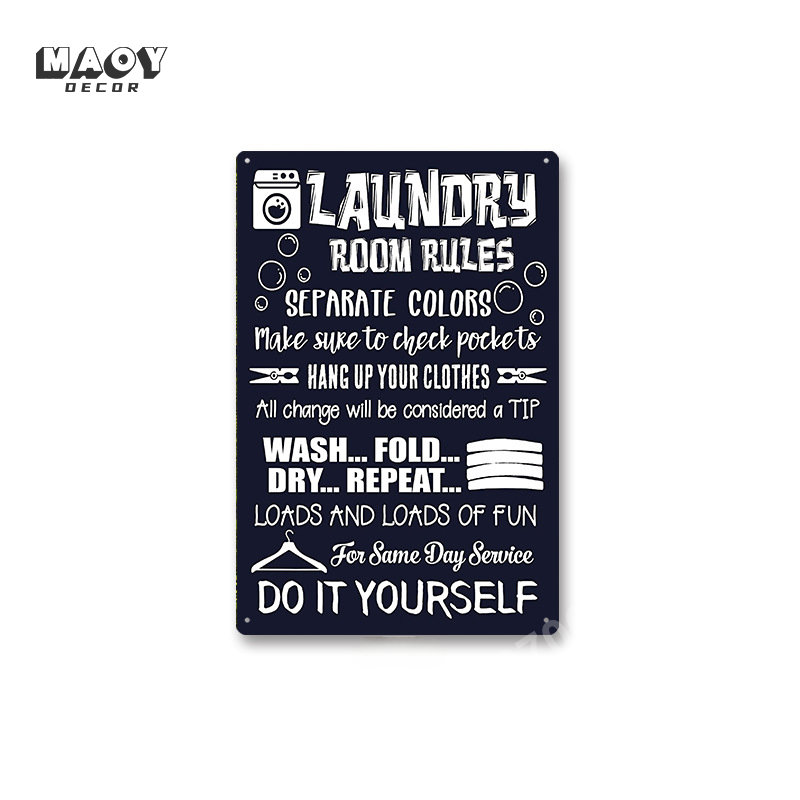 Slogan Metal Tin Sign Laundry  - Embroidery Water ulasan dan harga