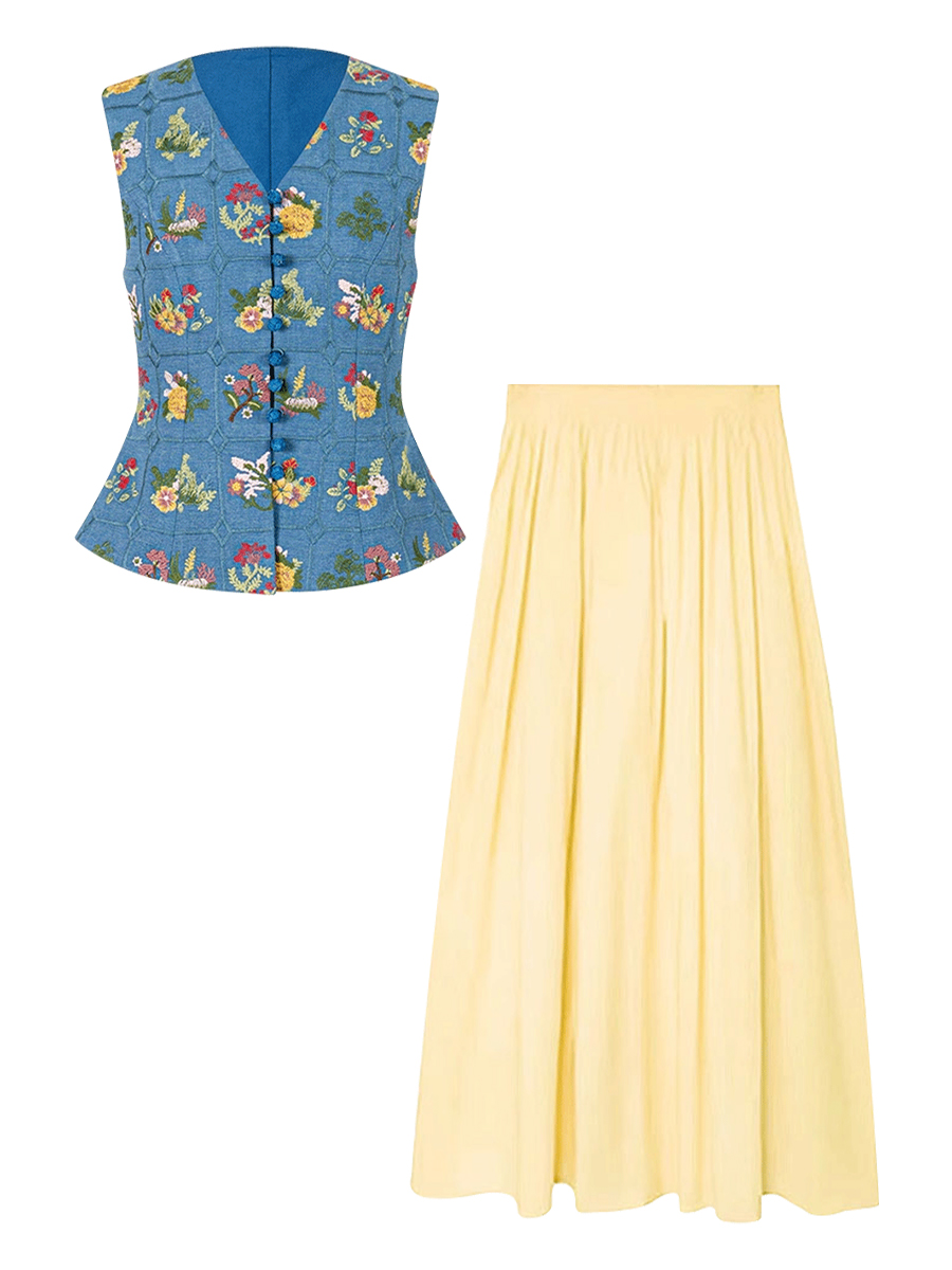 Parkyeon Retro Heavy Embroider - Embroidery Yellow Flower ulasan dan harga