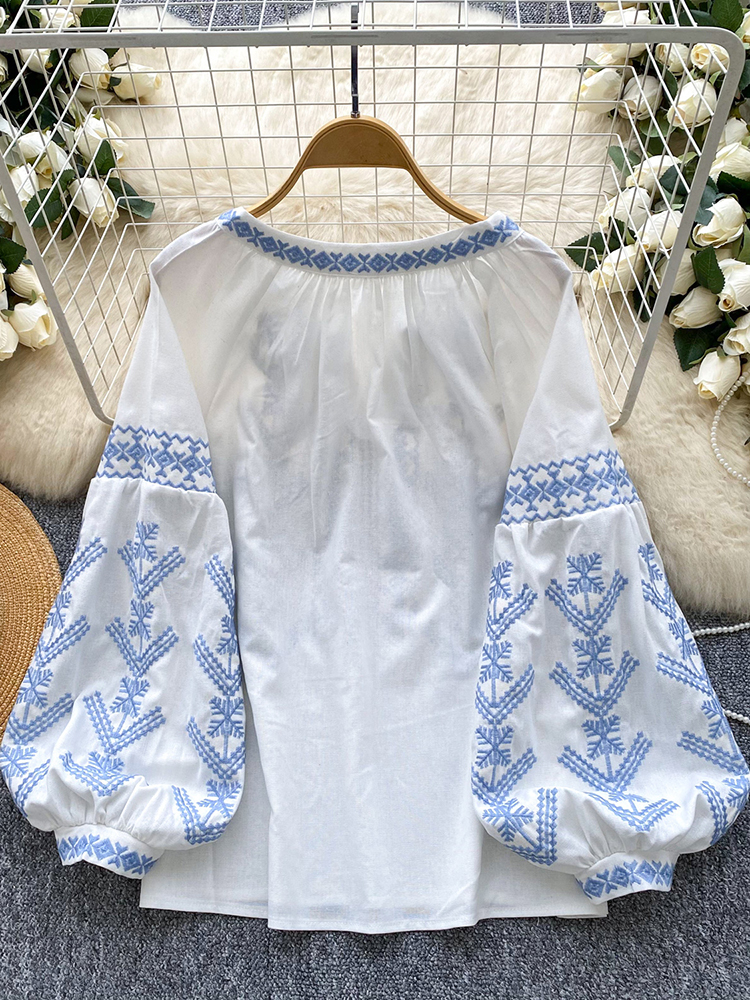 Women Blouse Embroidery Autumn - Embroidery Jersey ulasan dan harga