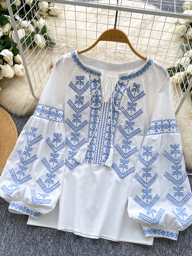 Women Blouse Embroidery Autumn - Embroidery Jersey ulasan dan harga
