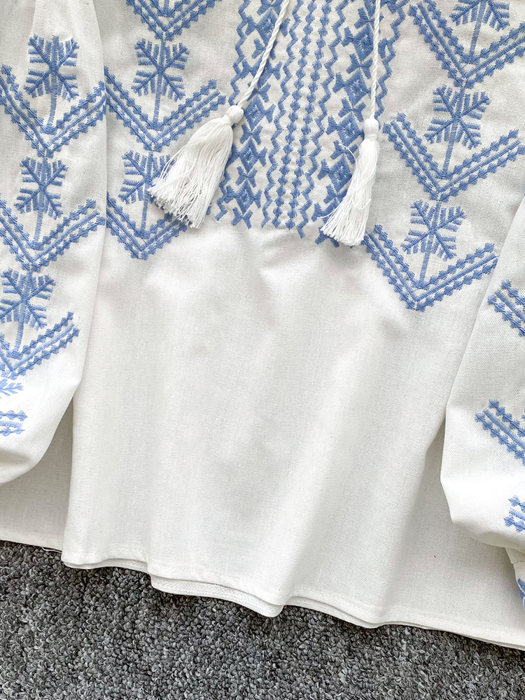 Women Blouse Embroidery Autumn - Embroidery Jersey ulasan dan harga