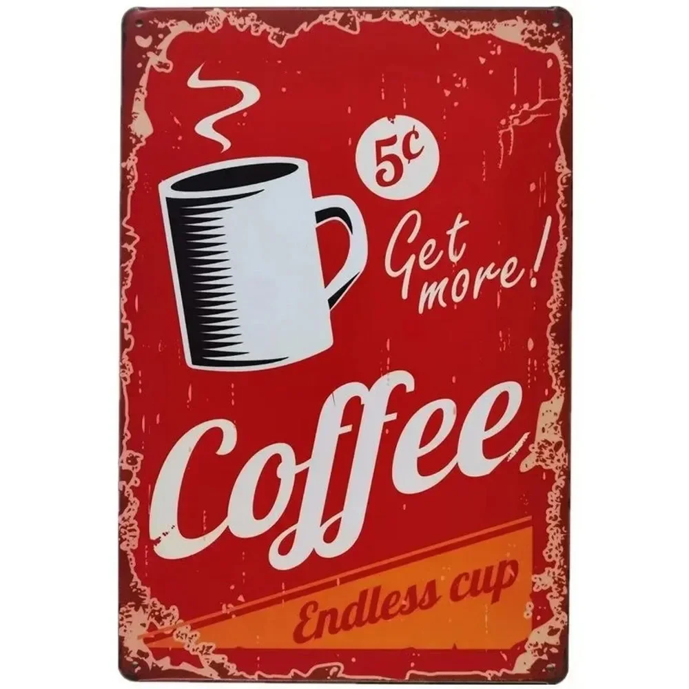 Plaque Metal Signs Drink Coffe - Embroidery Garden ulasan dan harga