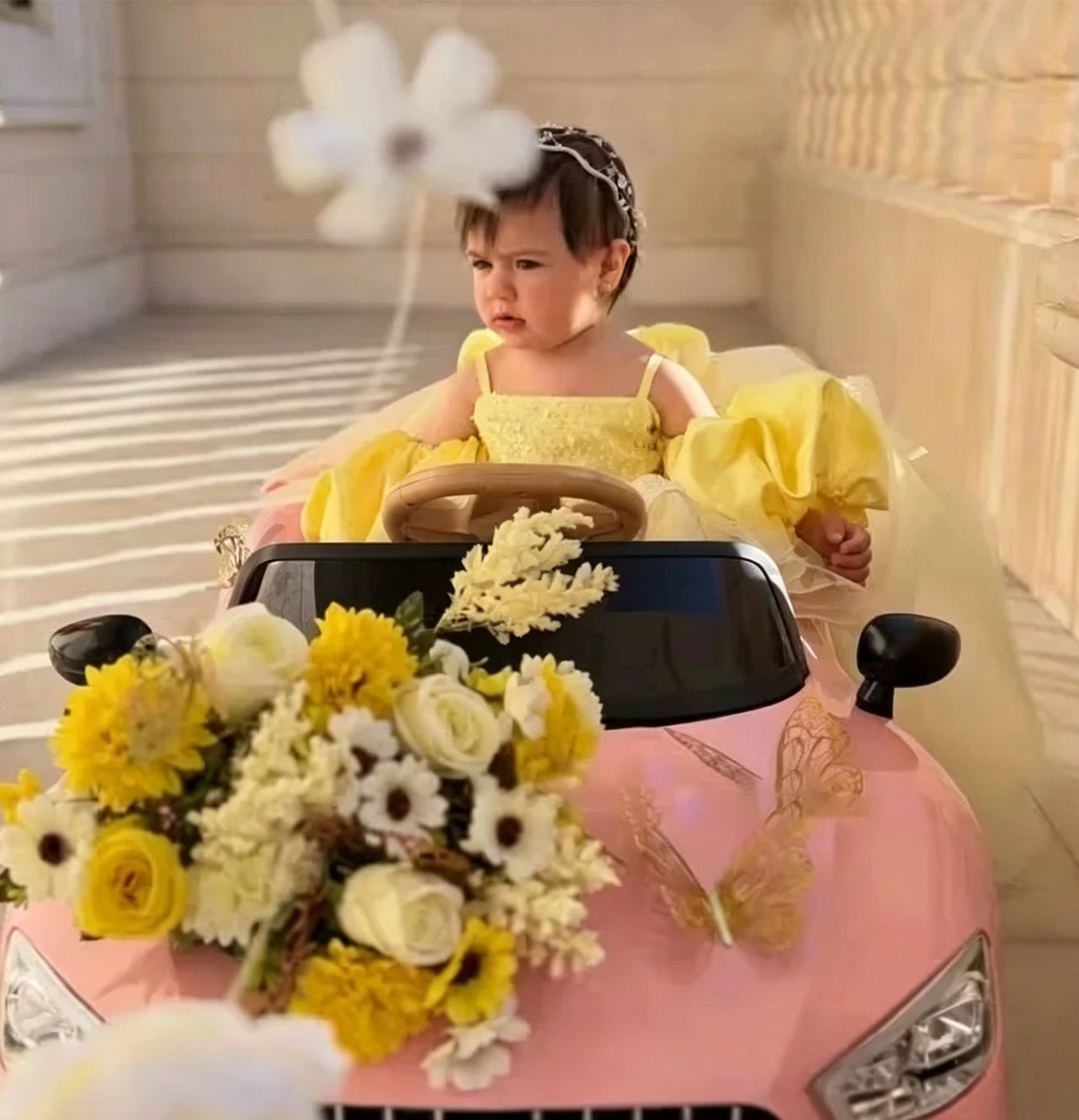 Cute Yellow Flower Girl Dresse - Embroidery Yellow Flower ulasan dan harga