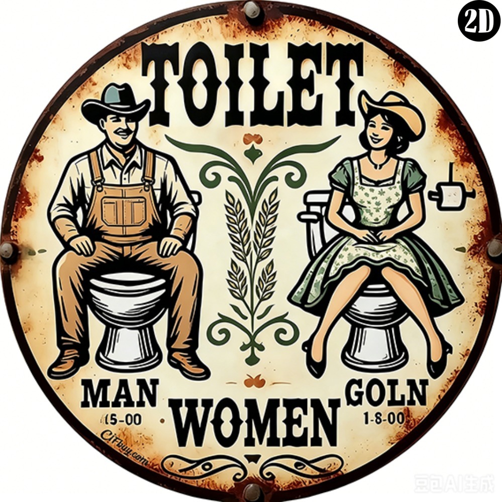Vintage Cowboy Toilet Round Me - Embroidery Water ulasan dan harga