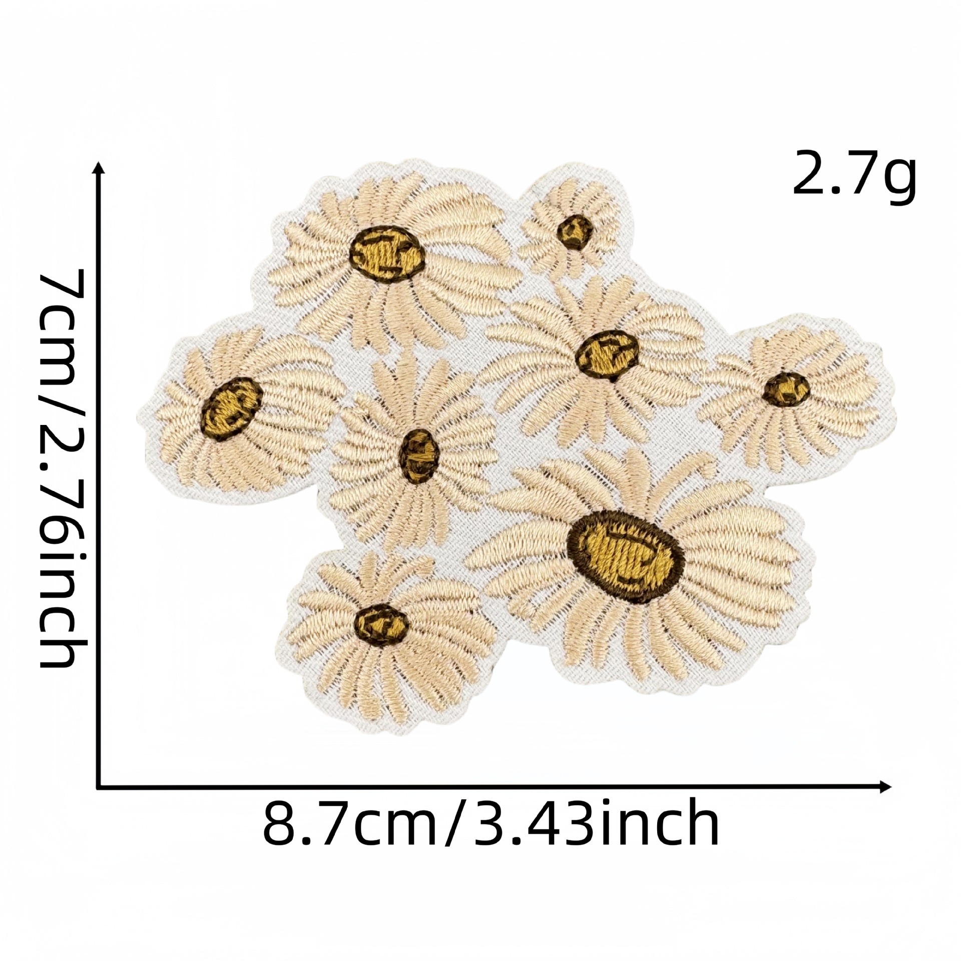 10pcs Beige Yellow Wappen Patc - Embroidery Yellow Flower ulasan dan harga
