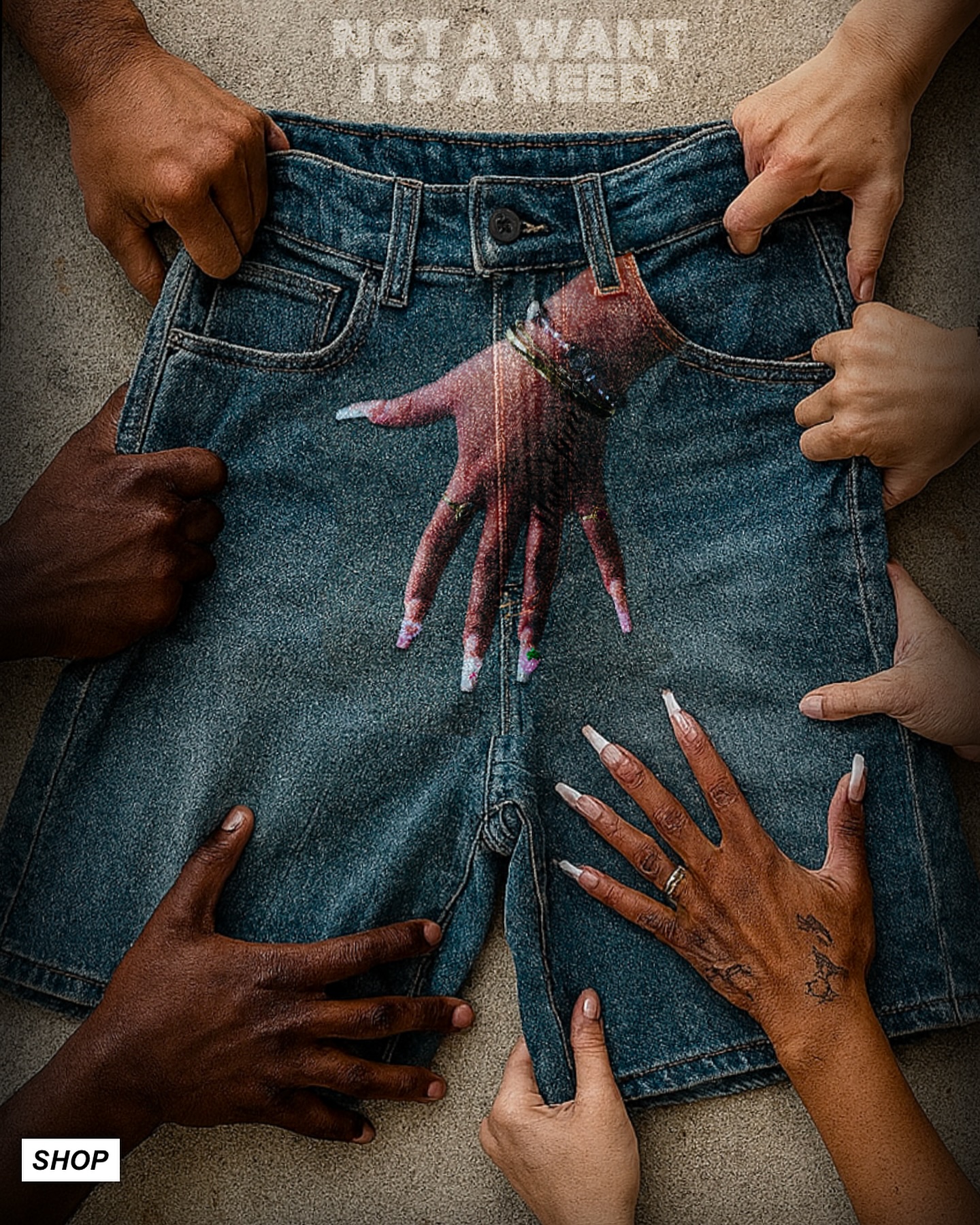 American Y2k Hands Print Short - Embroidery Meaning ulasan dan harga