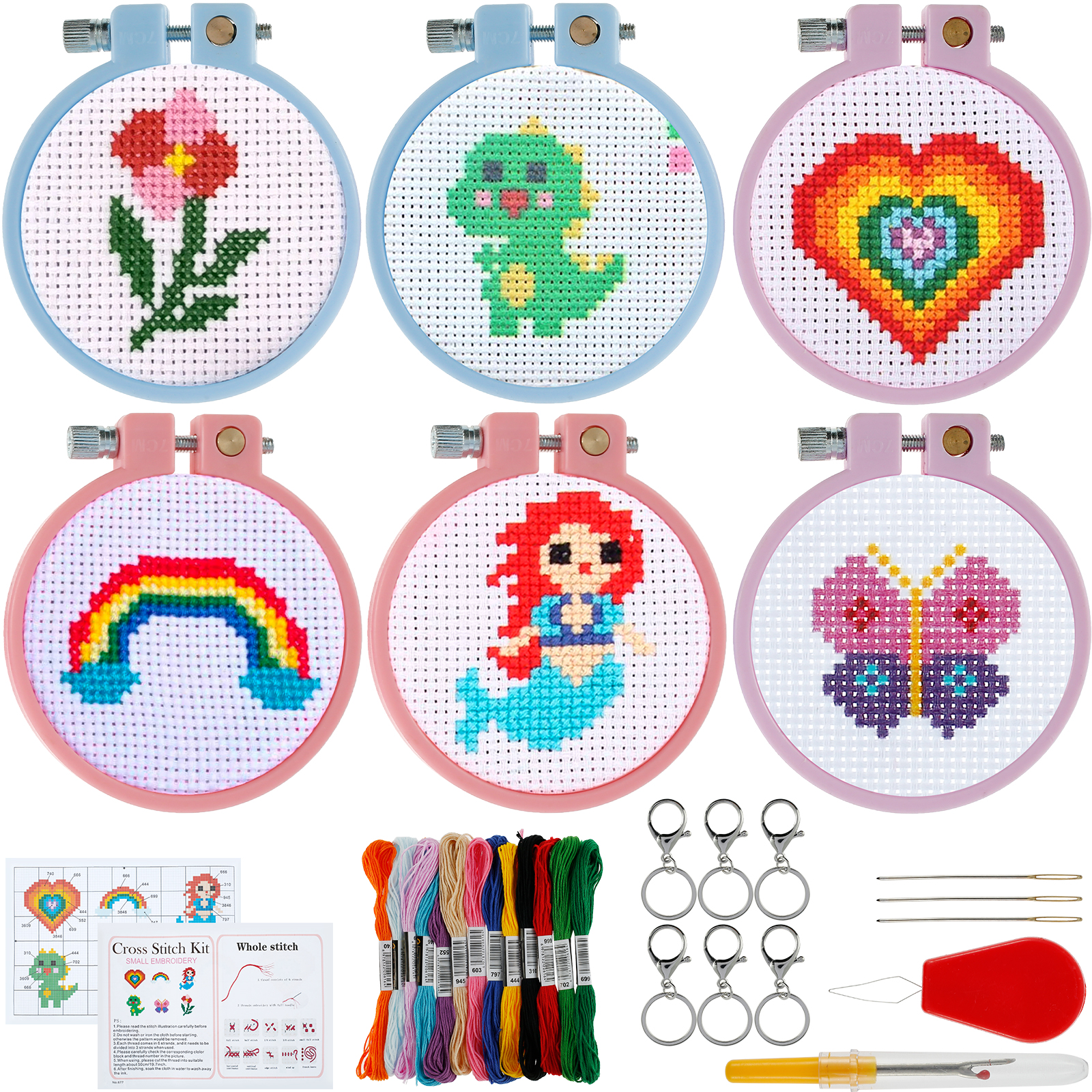 6Pcs Embroidery Beginner Kits  - Stitch Marker Ring ulasan dan harga
