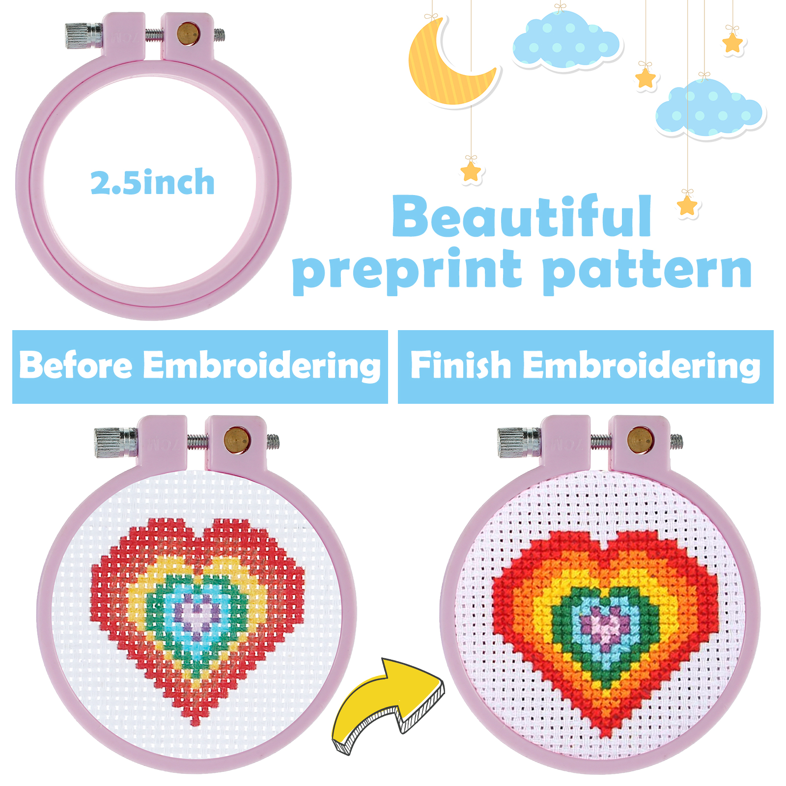 6Pcs Embroidery Beginner Kits  - Stitch Marker Ring ulasan dan harga