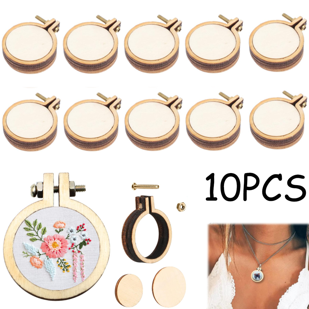 10Pcs/Set Wooden Mini Embroide - Embroidery Hoop Stand ulasan dan harga