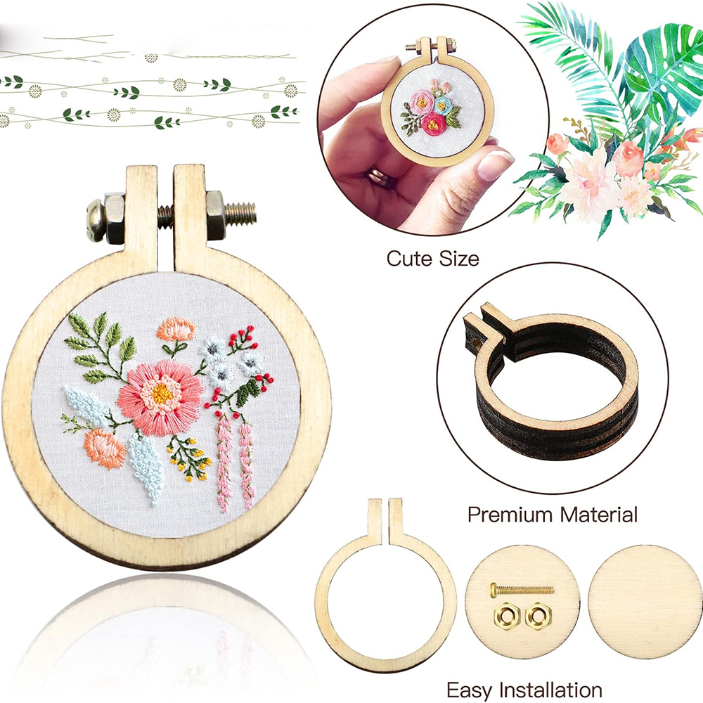 10Pcs/Set Wooden Mini Embroide - Embroidery Hoop Stand ulasan dan harga