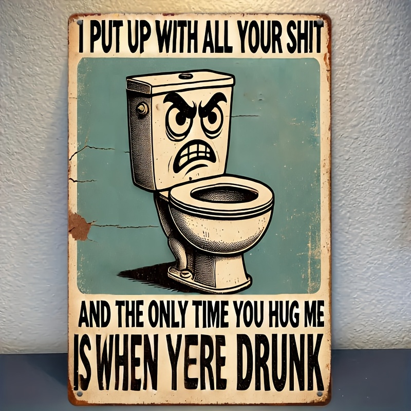 Humorous Bathroom Decor Sign,  - Embroidery Water ulasan dan harga