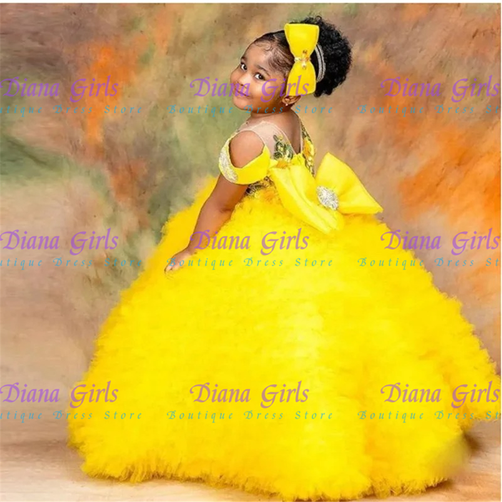 Lovely Yellow Flower Girls Dre - Embroidery Yellow Flower ulasan dan harga