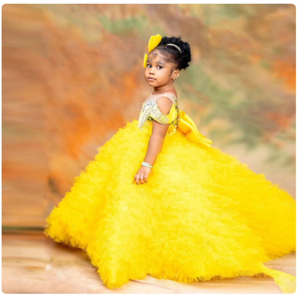Lovely Yellow Flower Girls Dre - Embroidery Yellow Flower ulasan dan harga
