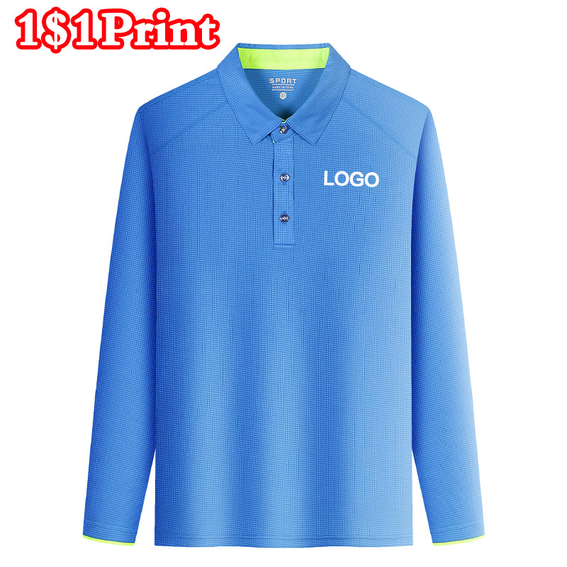Sports long sleeved polo colla - Embroidery Logo ulasan dan harga