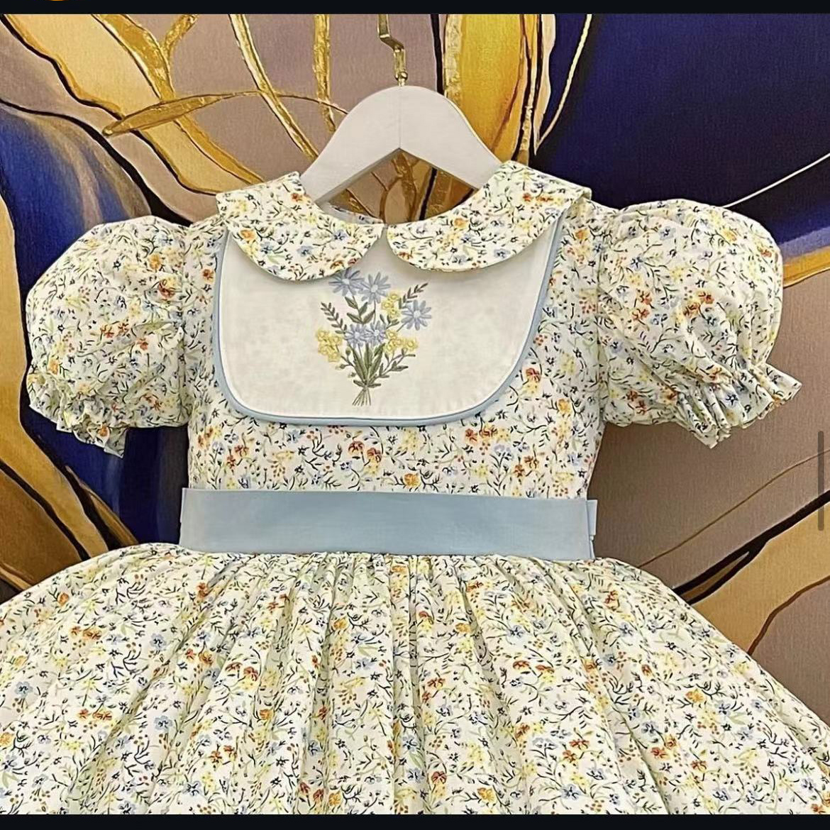 0-12Y Baby Girl Summer Flower  - Embroidery Yellow Flower ulasan dan harga