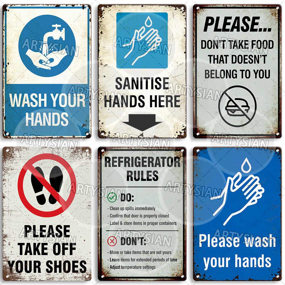 Hygiene Metal Sign No Shoes No - Embroidery Water ulasan dan harga