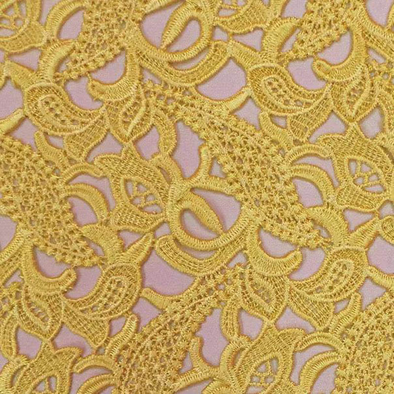 high-end lace cloth yellow ste - Embroidery Yellow Flower ulasan dan harga