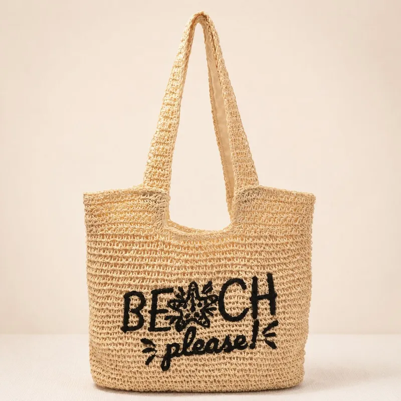 Women's handwoven straw tote b - Embroidery Bag ulasan dan harga