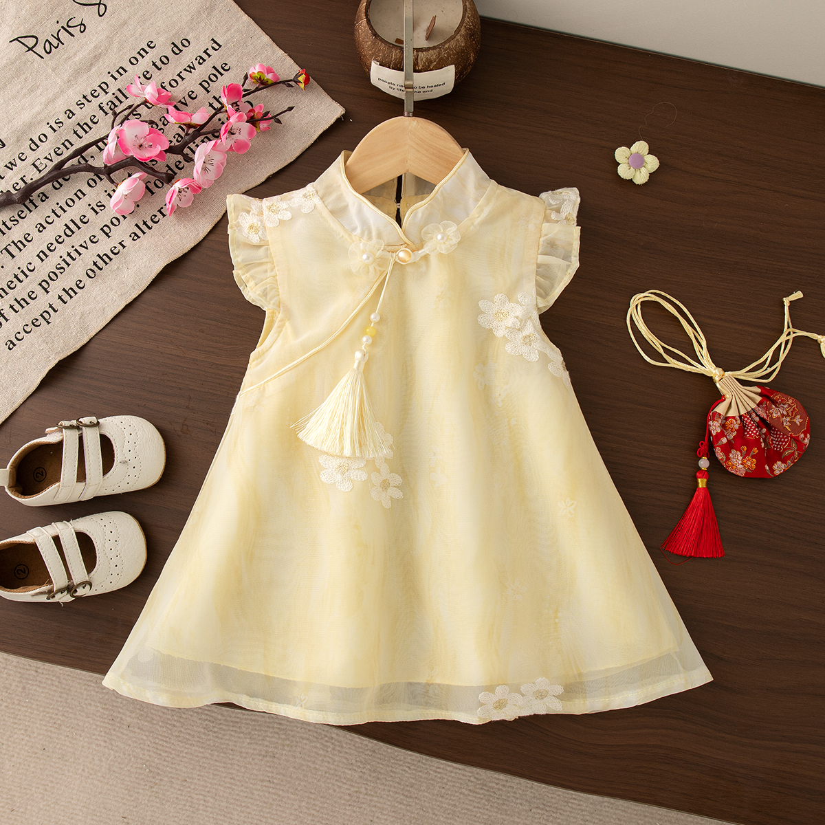 Summer New Baby Girl Yellow Dr - Embroidery Yellow Flower ulasan dan harga
