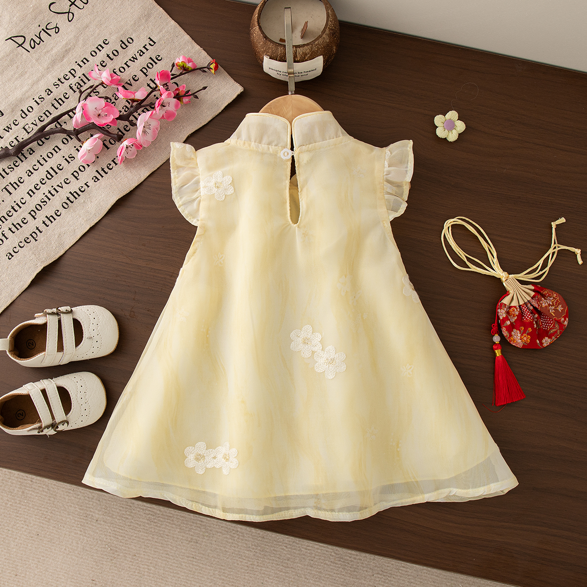 Summer New Baby Girl Yellow Dr - Embroidery Yellow Flower ulasan dan harga
