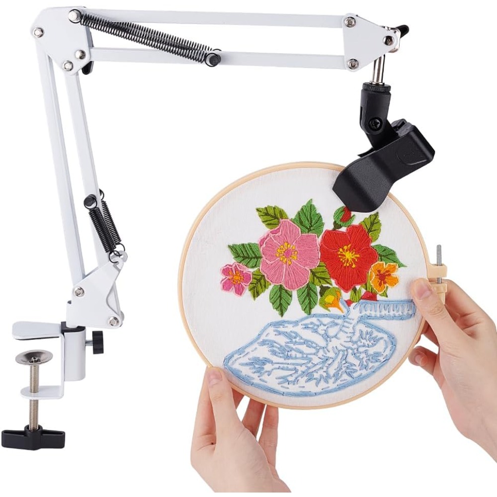 White Embroidery Table Stand K - Embroidery Hoop Stand ulasan dan harga