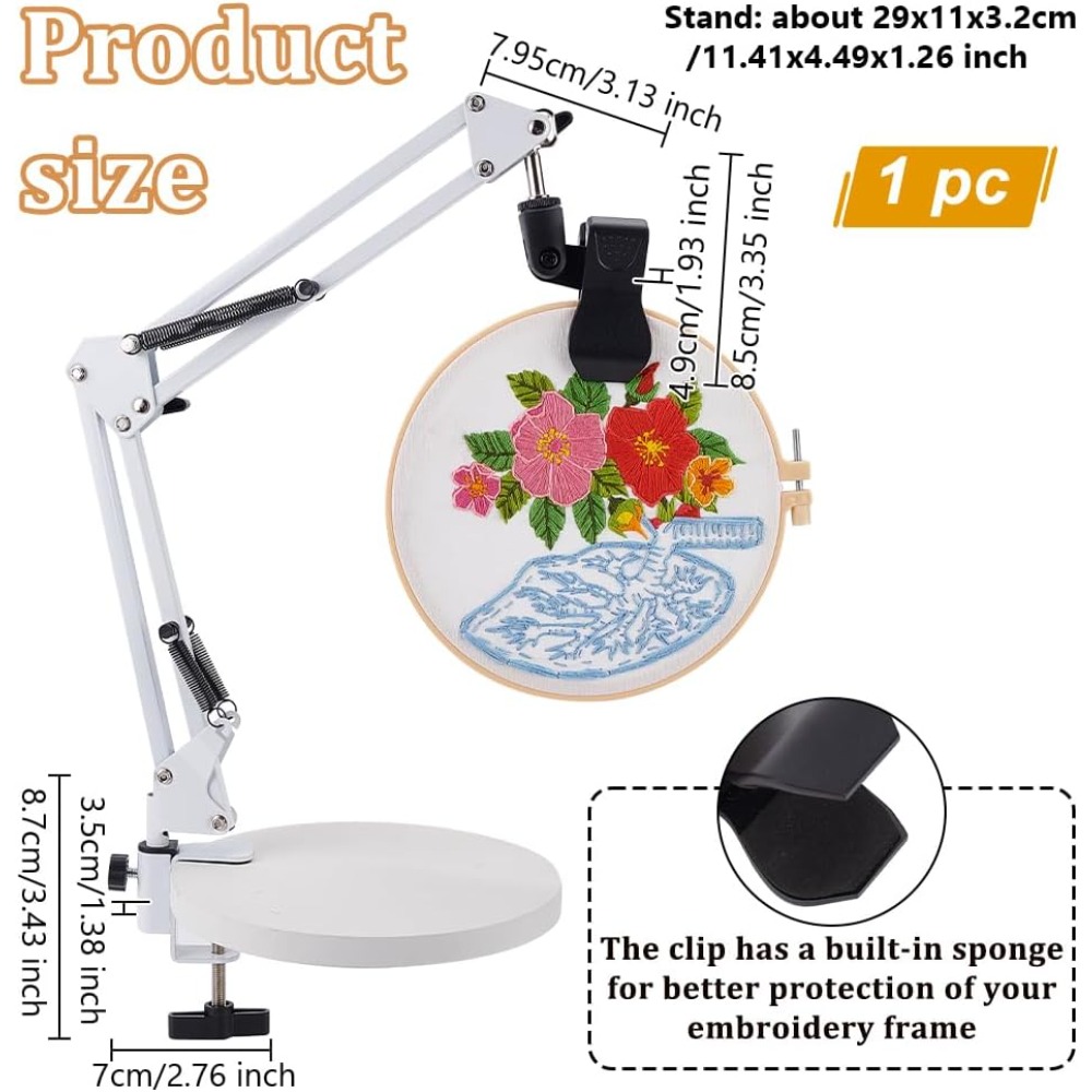 White Embroidery Table Stand K - Embroidery Hoop Stand ulasan dan harga