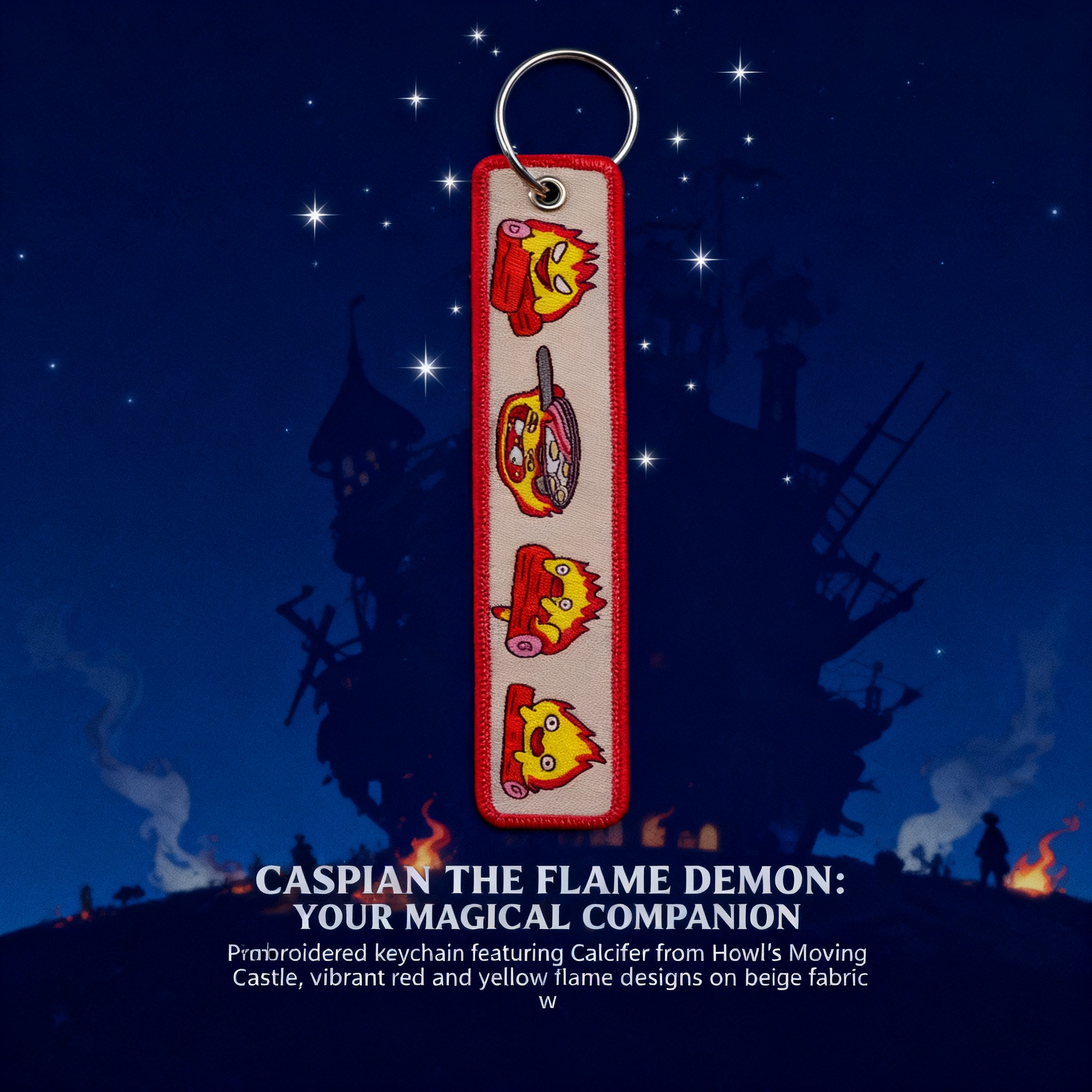 Anime Fire Embroidery Key Fobs - Embroidery Bag ulasan dan harga