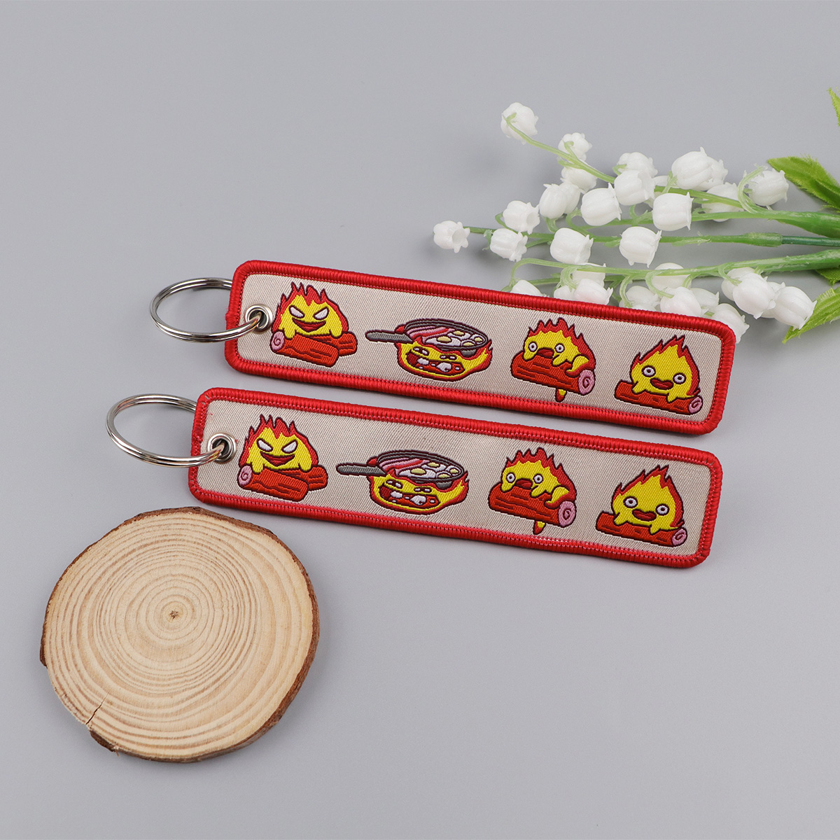 Anime Fire Embroidery Key Fobs - Embroidery Bag ulasan dan harga