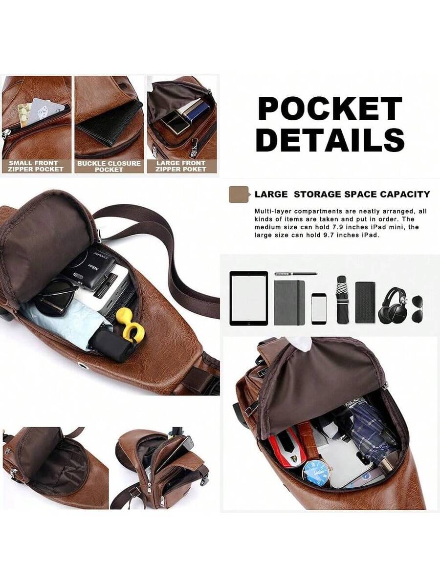 Mens Sling Bag With USB Port,  - Embroidery Bag ulasan dan harga