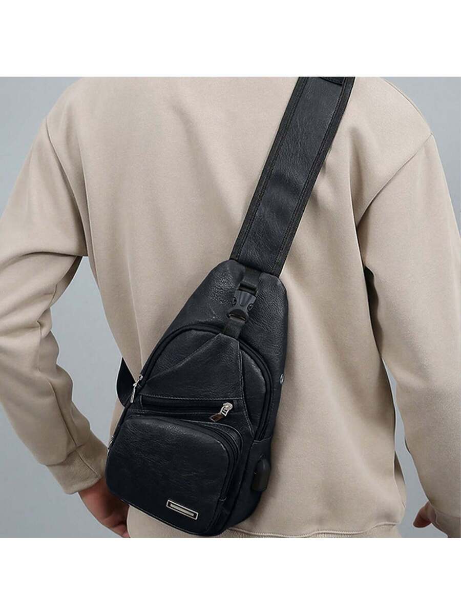 Mens Sling Bag With USB Port,  - Embroidery Bag ulasan dan harga