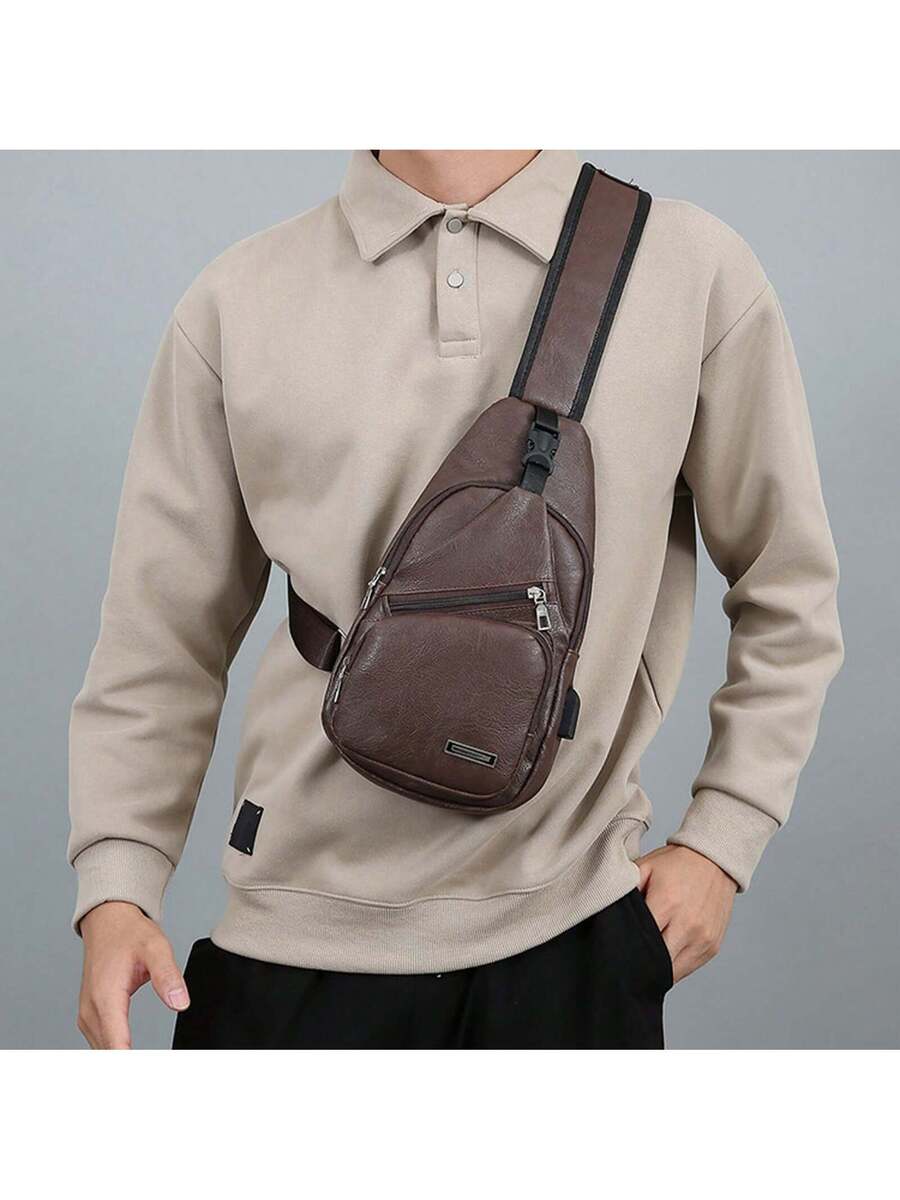 Mens Sling Bag With USB Port,  - Embroidery Bag ulasan dan harga