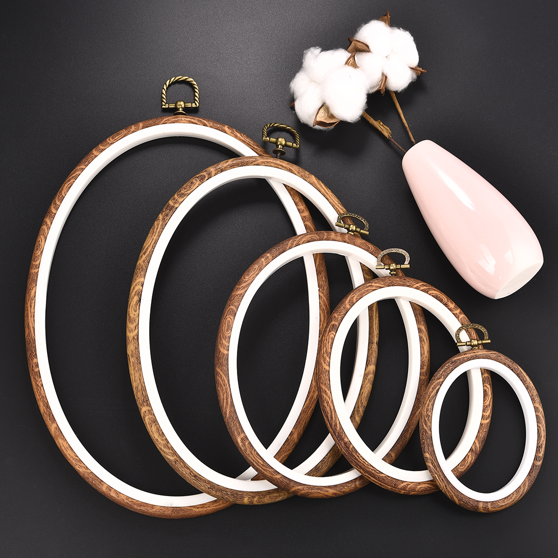 Imitated Wood Round,Oval Diffe - Embroidery Hoop Stand ulasan dan harga