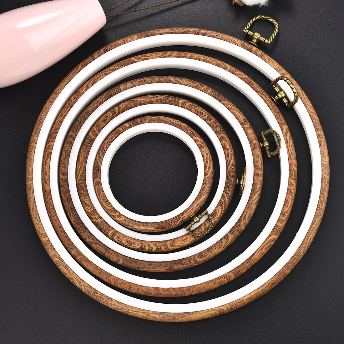 Imitated Wood Round,Oval Diffe - Embroidery Hoop Stand ulasan dan harga