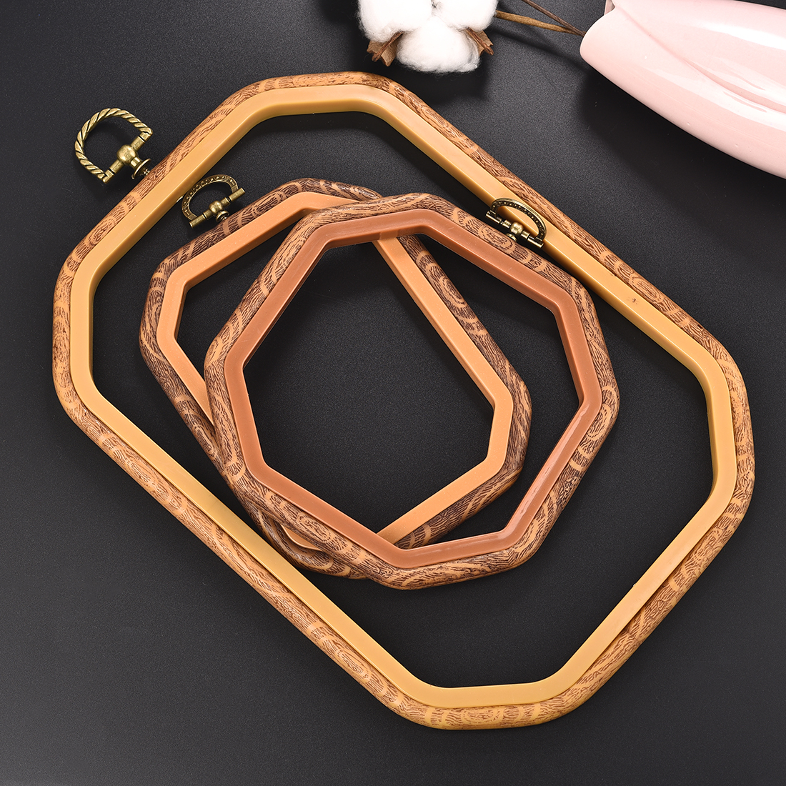 Imitated Wood Round,Oval Diffe - Embroidery Hoop Stand ulasan dan harga