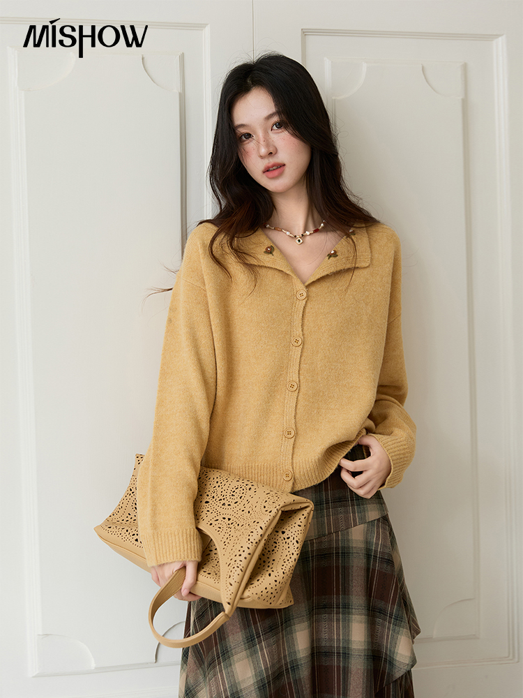 MISHOW Women's Autumn Cardigan - Embroidery Yellow Flower ulasan dan harga