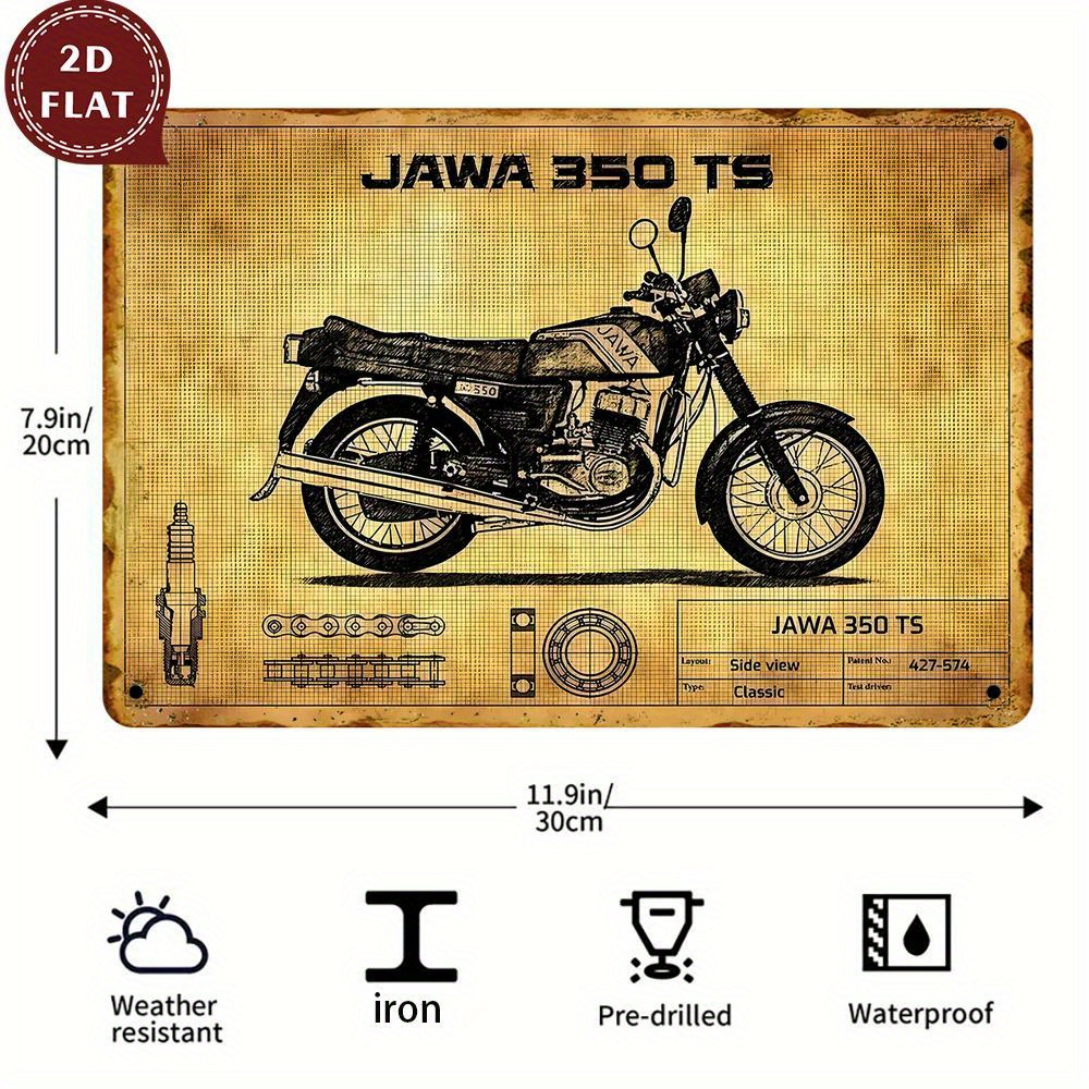 Vintage Jawa 350 TS Motorcycle - Embroidery Water ulasan dan harga