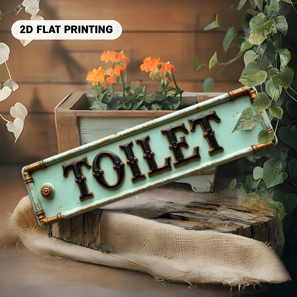 2D Flat, Vintage Toilet Sign - - Embroidery Water ulasan dan harga