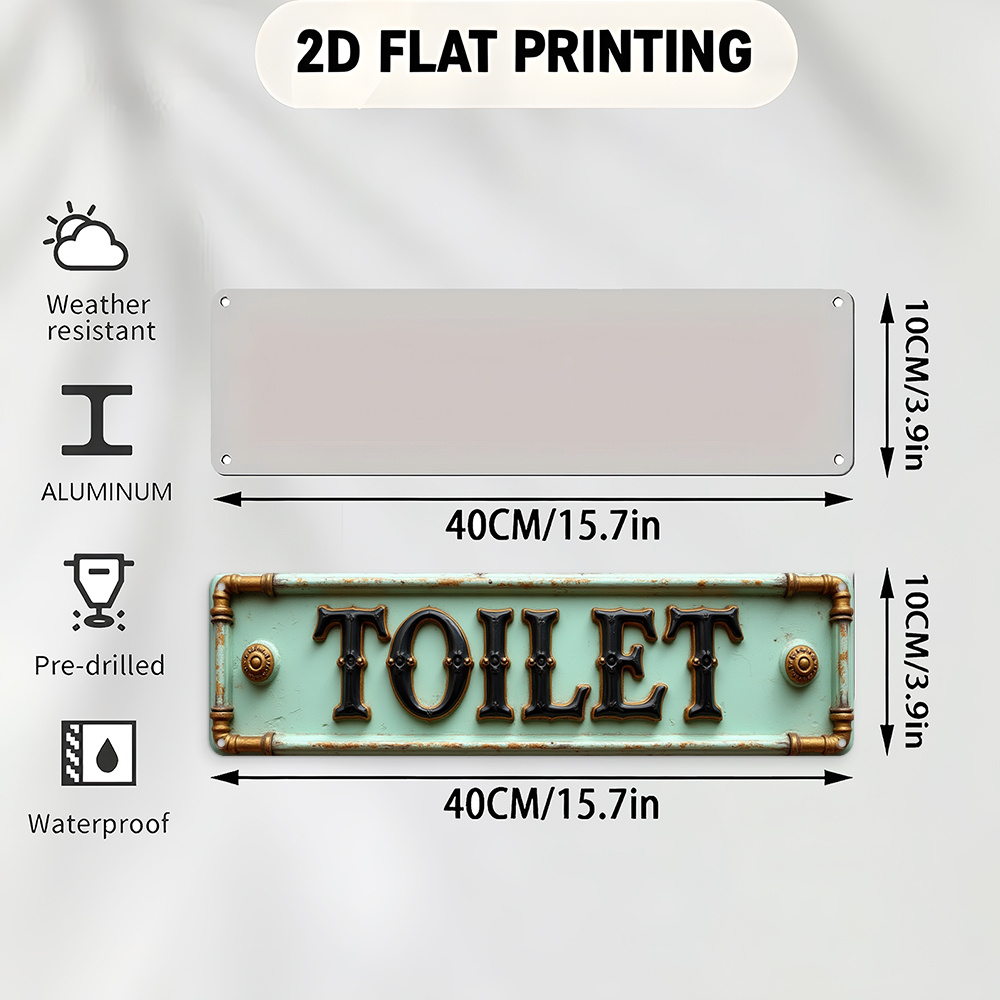 2D Flat, Vintage Toilet Sign - - Embroidery Water ulasan dan harga