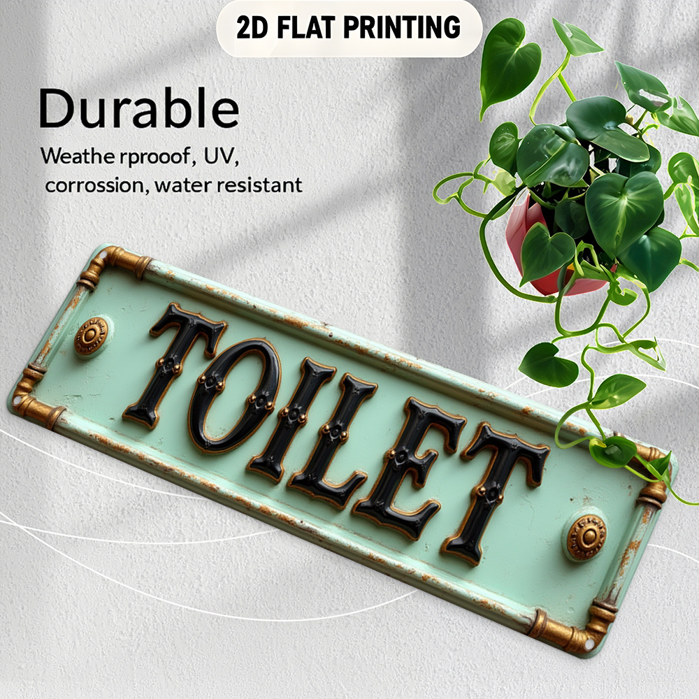2D Flat, Vintage Toilet Sign - - Embroidery Water ulasan dan harga