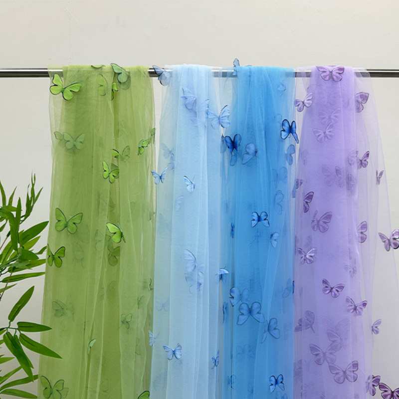 3D Butterfly Embroidery Tulle  - Embroidery Jersey ulasan dan harga