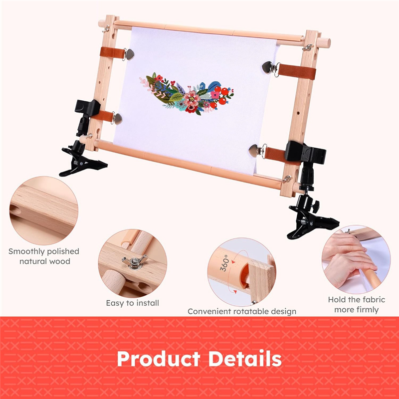 A26F-Rotating Wooden Crossstit - Embroidery Hoop Stand ulasan dan harga