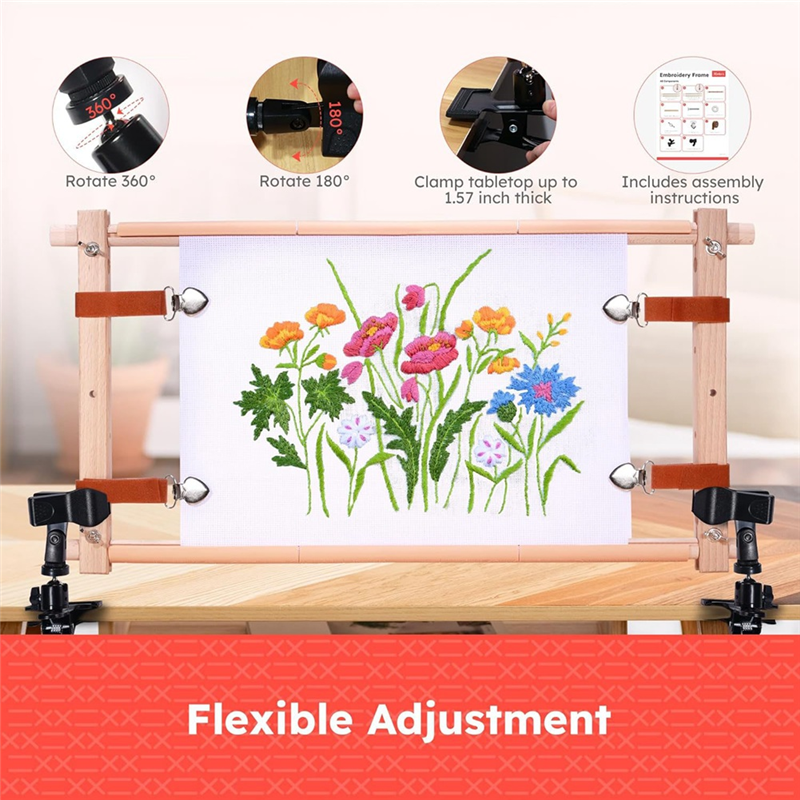 A26F-Rotating Wooden Crossstit - Embroidery Hoop Stand ulasan dan harga